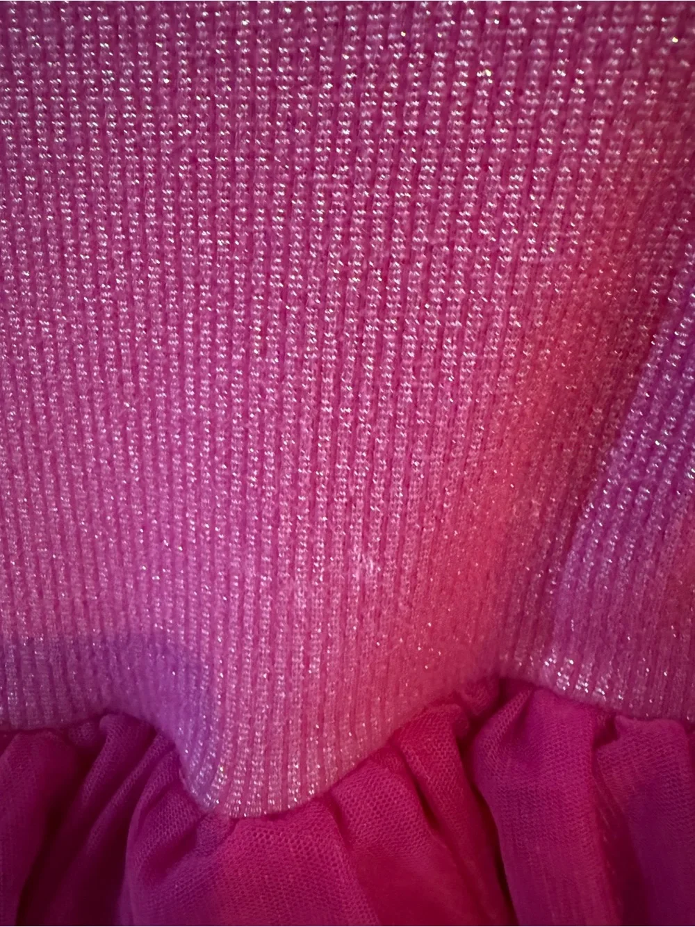 Hanna Andersson Magenta Long Sleeve Tulle Tiered Knit Cotton Sparkle Dress 8 - Picture 6 of 7